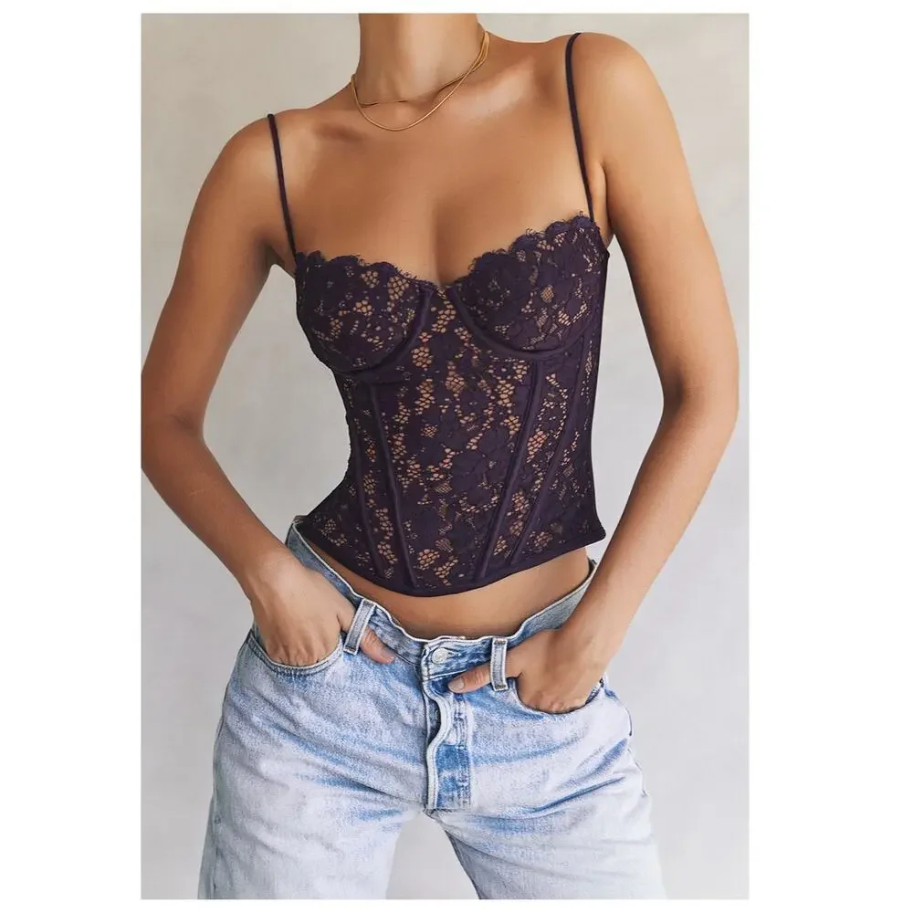 NEW HOUSE OF CB Mila Night Shade Lace Underwired Corset Size Medium - Picture 3 of 12